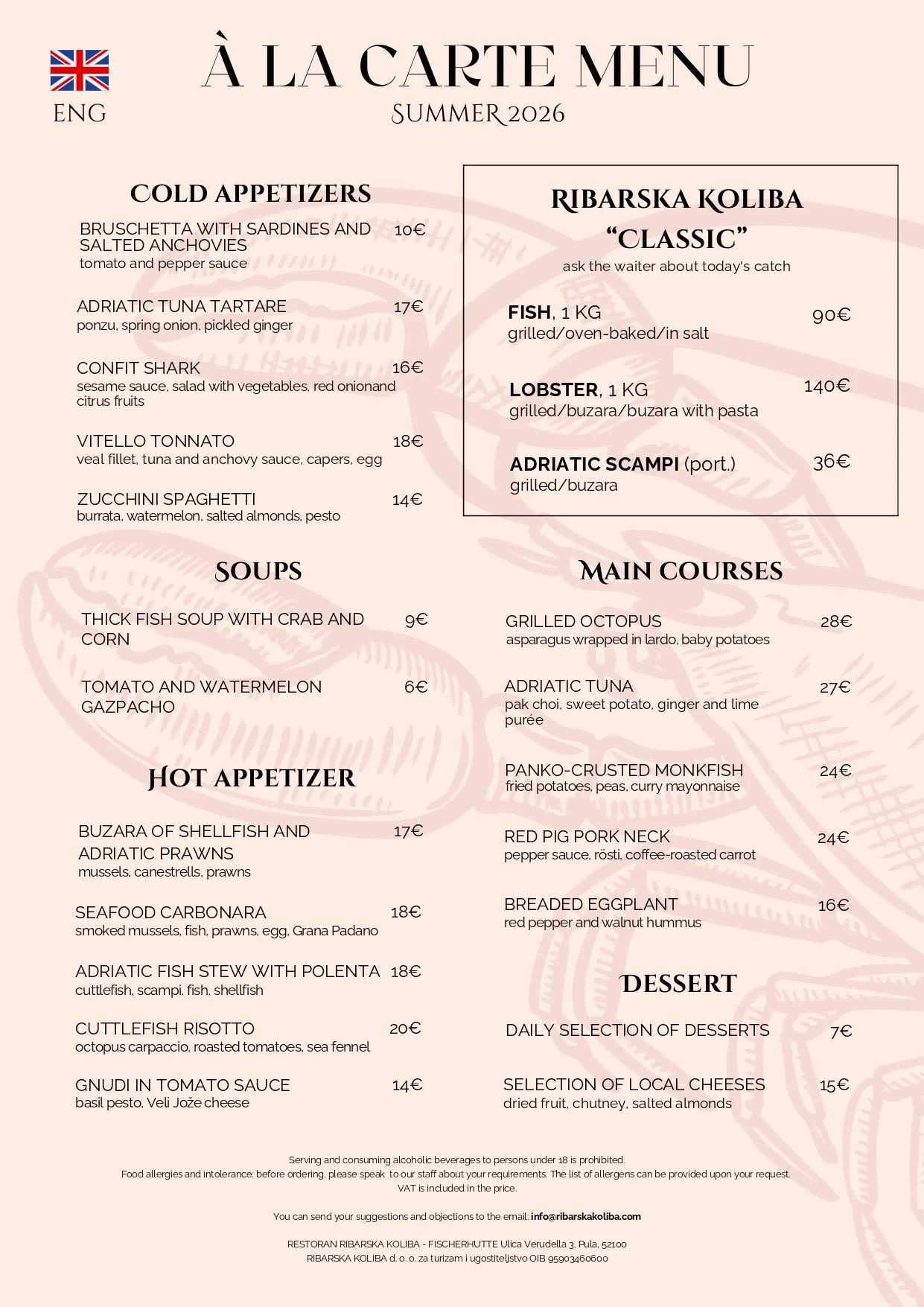 Menu English